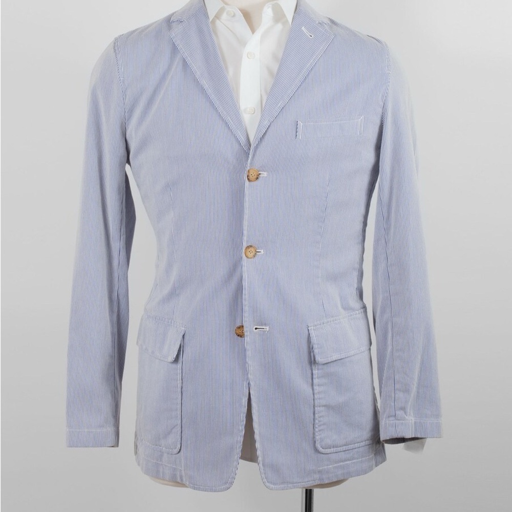 J. Crew Men’s Vintage Coastal Striped 3 Button Cotton Sport Coat